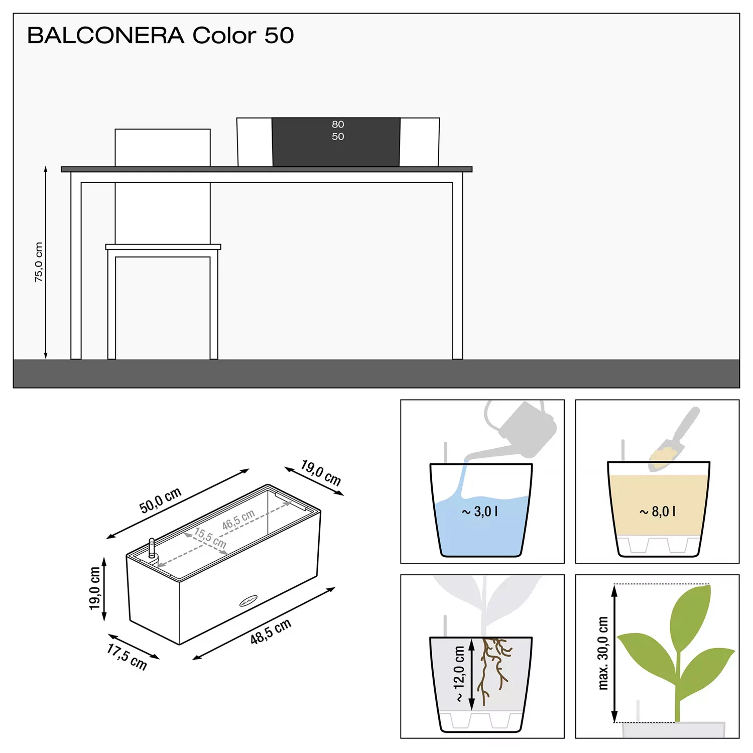 Balconera 50 and Brackets size